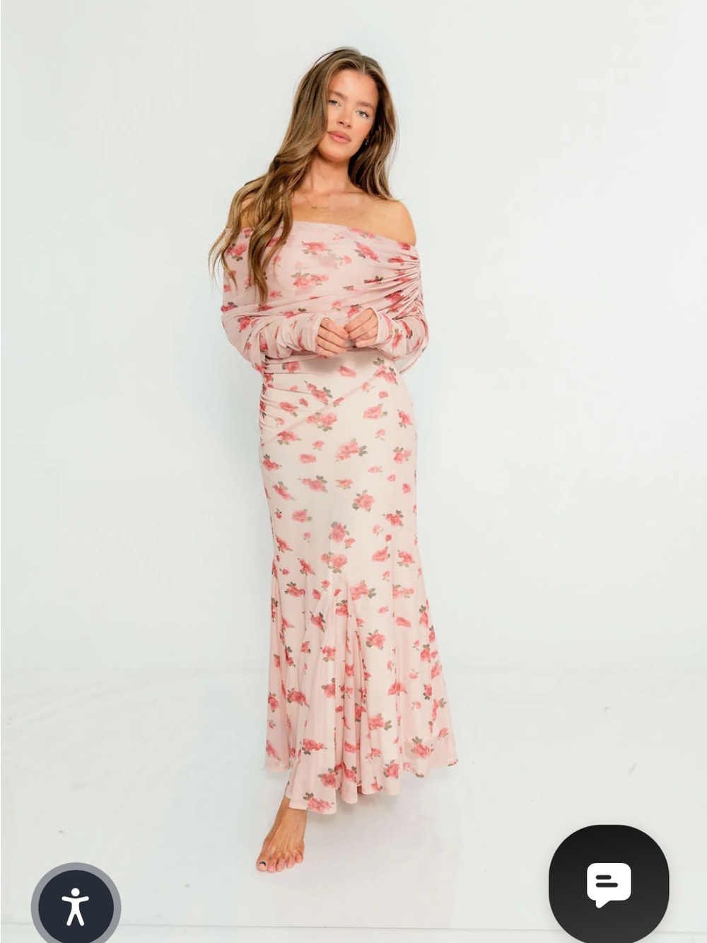 One-Shoulder Pink Floral Maxi Dress